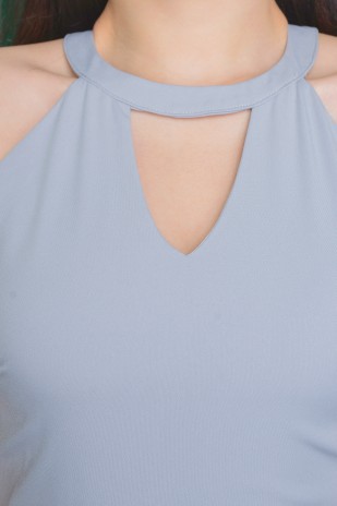 Audrea Halter Jumpsuit in Lilac Grey
