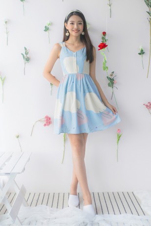 Abiel Printed Dress in Blue
