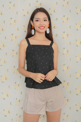 Shantell Printed Top in Black