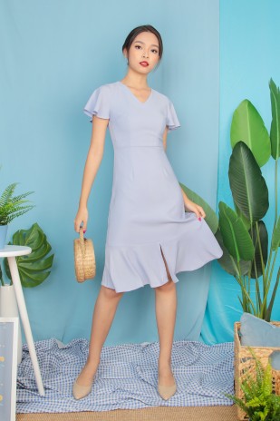 Adriel Flutter Dress in Blue