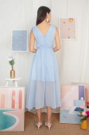 Earlene Dotted Maxi Dress in Blue