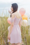 Monet Cold Shoulder Dress in Pink