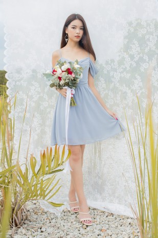 Monet Cold Shoulder Dress in Blue