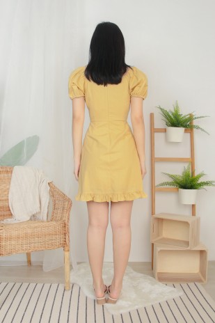 Willa Puff Sleeve Dress in Yellow