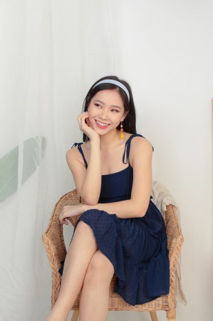 Neelam Swiss Dot Dress in Navy