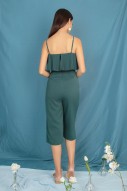 Zowie Pleated Jumpsuit in Forest Green