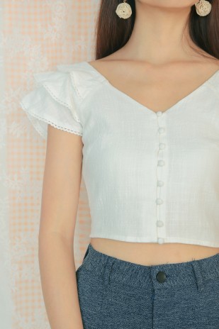 Maylea Button Top in White