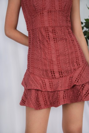 RESTOCK: Taylyn Crochet Dress in Rose