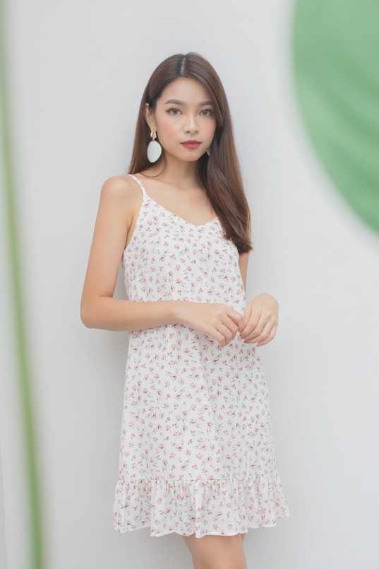 Allegra Floral Dress in Cream