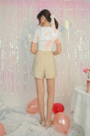 Amie High-Waisted Shorts in Nude