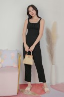 Meira Ruched Jumpsuit in Black