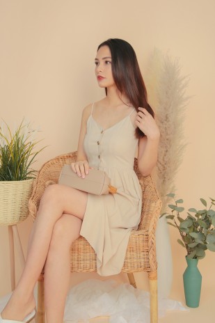 Emerson Button Dress in Nude