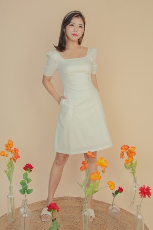 Kenyon Puff Dress in Cream