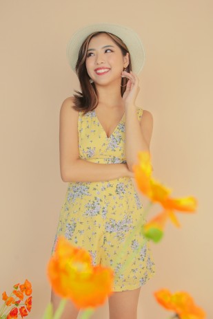 Newlyn Floral Romper in Yellow