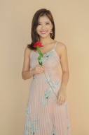 Brencis Floral Pleated Dress in Pink