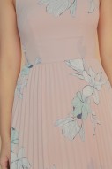 Brencis Floral Pleated Dress in Pink