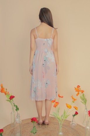 Brencis Floral Pleated Dress in Pink