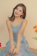 Brencis Floral Pleated Dress in Blue