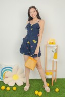 Linnea Printed Romper in Navy