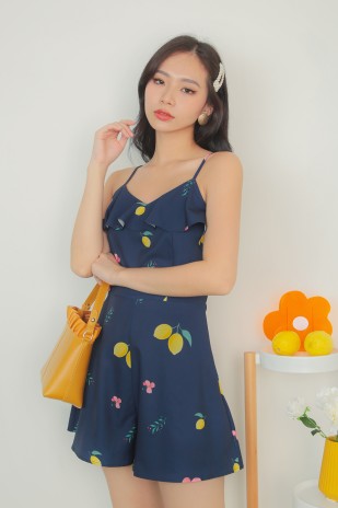 Linnea Printed Romper in Navy