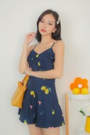 Linnea Printed Romper in Navy