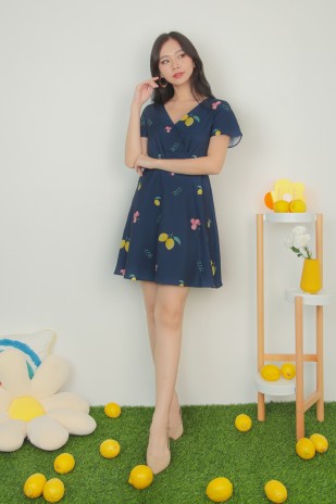 Melora Printed Dress in Navy