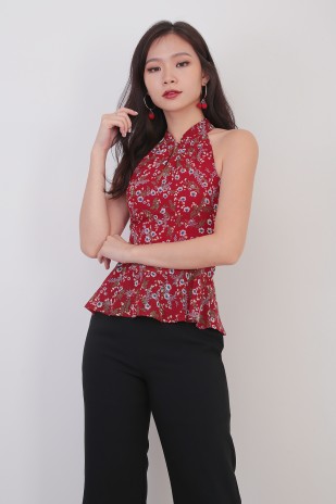 RESTOCK: Ning Floral Top in Red