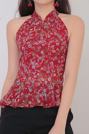 RESTOCK: Ning Floral Top in Red