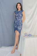 RESTOCK: Belgravia Lace Midi Dress in Blue