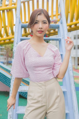 Emberette Embroidered Top in Pink
