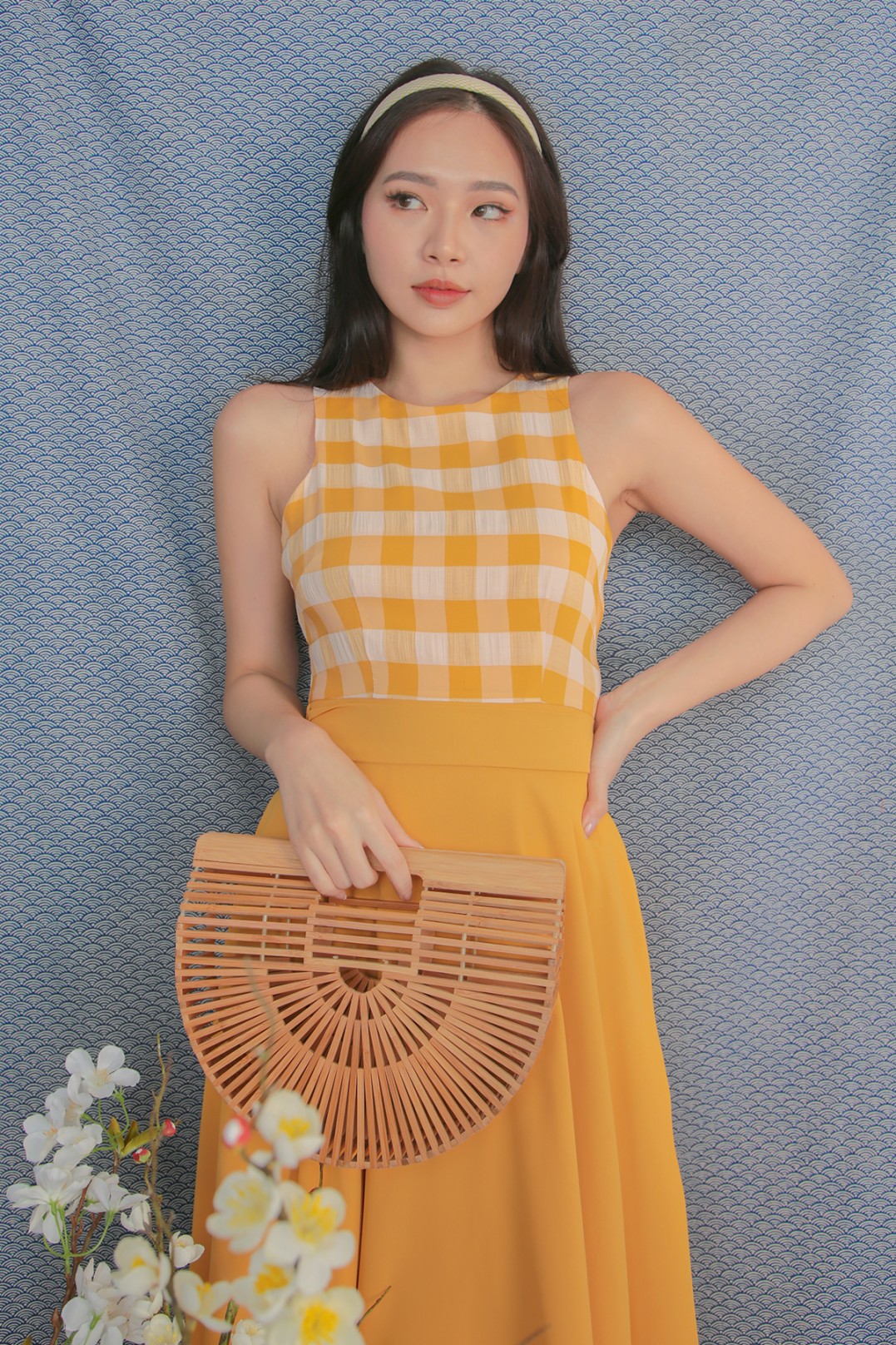 mustard gingham dress