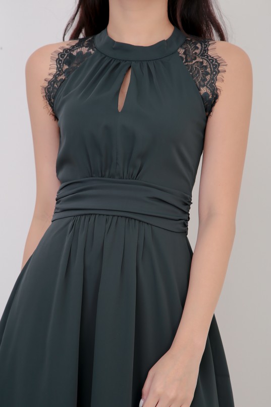 Gia forest green 2024 lace bodycon midi dress