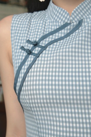 RESTOCK: Jing Gingham Cheongsam in Blue