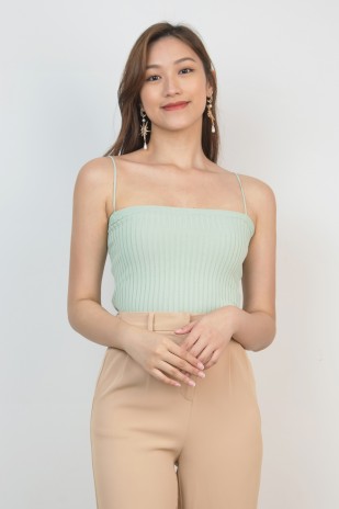 Channa Ribbed Top in Mint