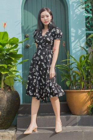 RESTOCK: Hollace Floral Dress in Black