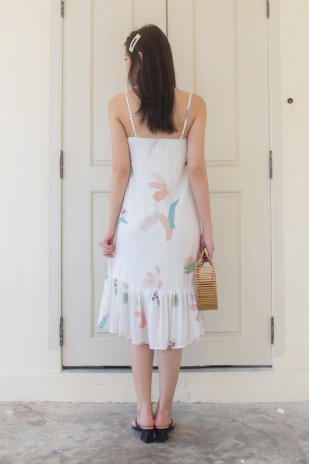 Elkie Printed Dress in White