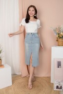 Zaelynn Puff Top in White