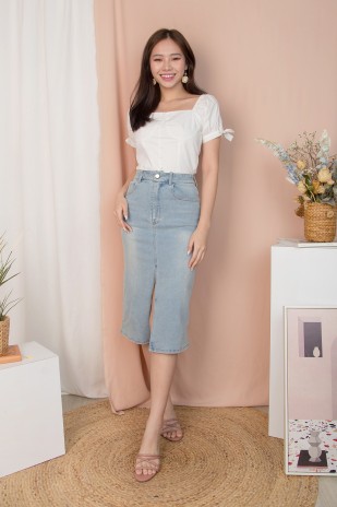 Zaelynn Puff Top in White