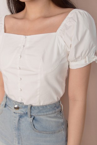 Zaelynn Puff Top in White