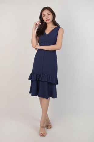 Clairyse Tiered Dress in Navy