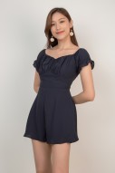 Thorali Ruched Romper in Navy
