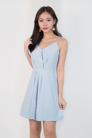 Reylita Pleated Dress in Blue