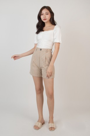 Elton Houndstooth Shorts in Brown