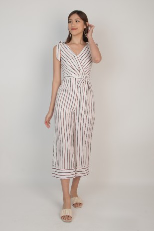 Jenell Stripes Jumpsuit in White