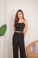 Etta Ruched Cami Top in Black