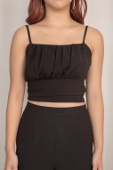 Etta Ruched Cami Top in Black