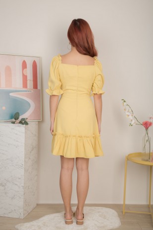 Bridgette Sleeved Dress in Yellow