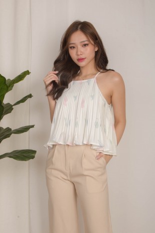 Tesrin Pleated Top in White