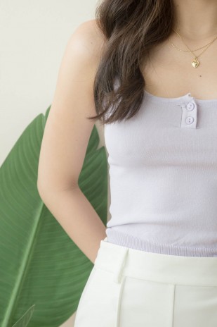 Edie Button Knit Top in Lilac