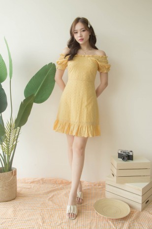 Meredith Eyelet Dress in Yellow